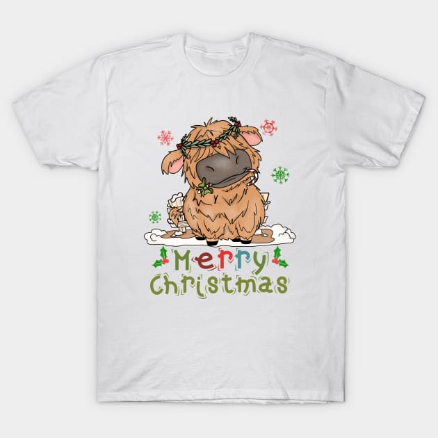 Cow Christmas Cute Cow Merry Christmas Xmas Matching T-Shirt by alcoshirts